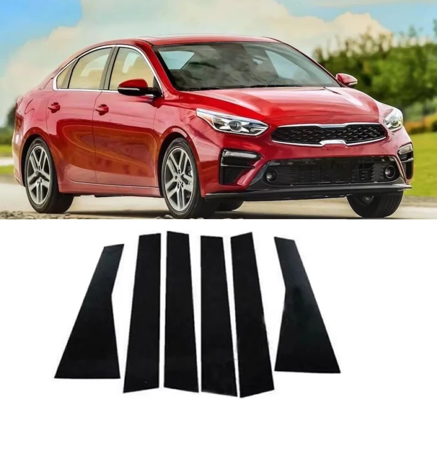 6PCS Glossy Black Pillar Posts Fit For Kia Forte Sedan Hatcback Cerato K3 2019-2023 Window Door Column B C  Cover Trim Stickers