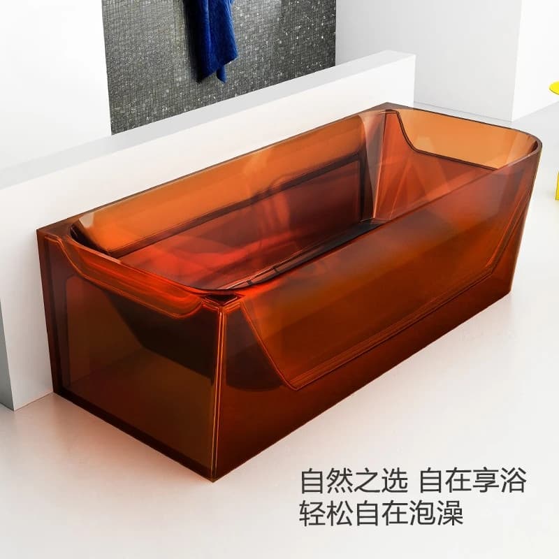 Transparent Resin Bathtub Household Freestanding Rectangular Internet Celebrity Bathtub Cross-border
