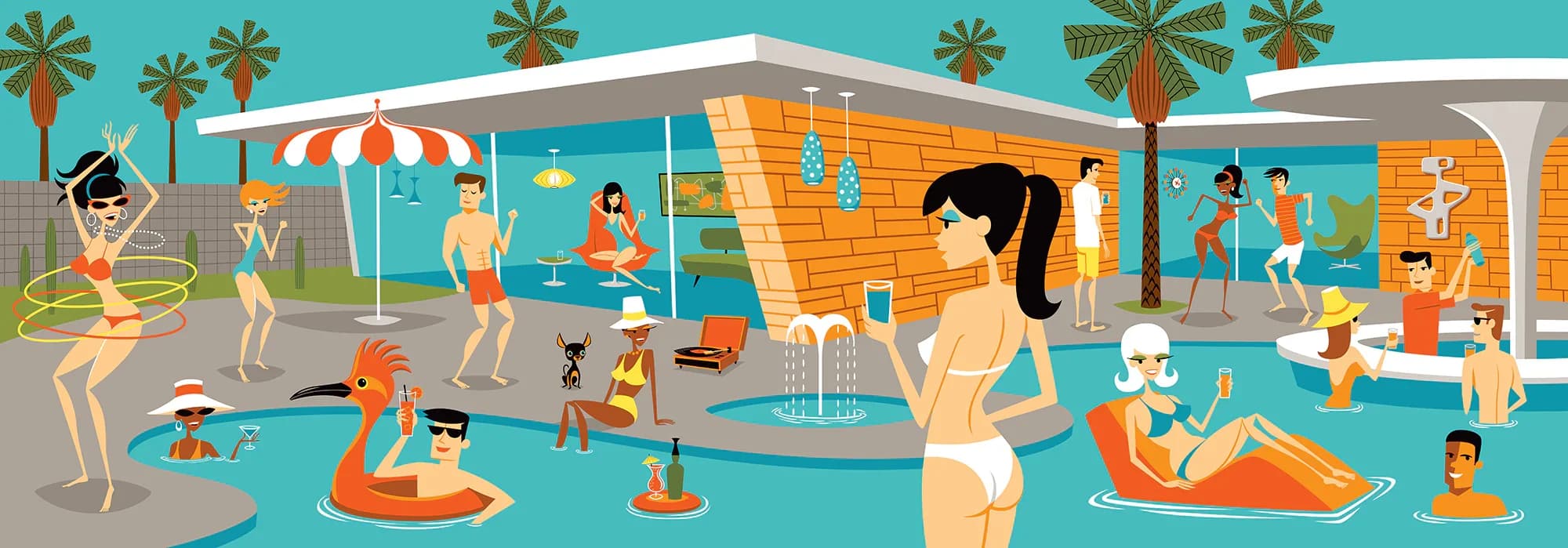 Josh Agle SHAG Palm Springs , Art Picture Print Silk Poster Living Room Decor, Home Wall
