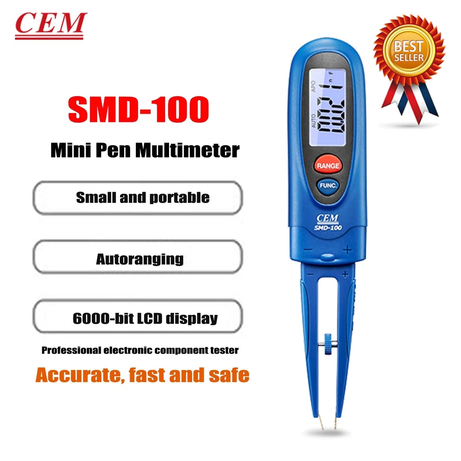 SMD-100 Smart Electronic Components Tester 6000 Counts LCD Display