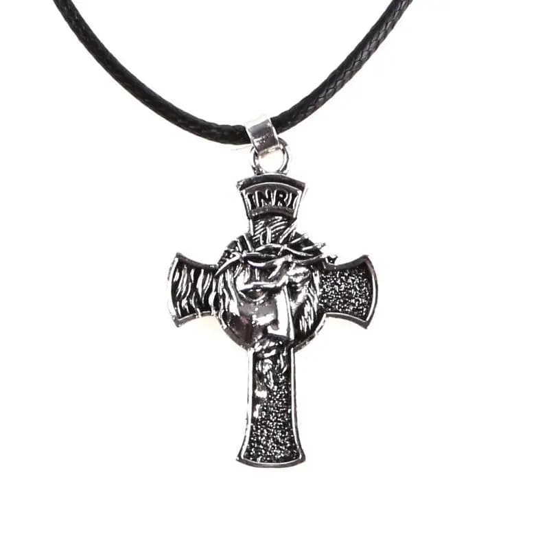 E8BD Retro Christ Jesus Crucifix Metal Pendants Necklace Religious Christian Chain