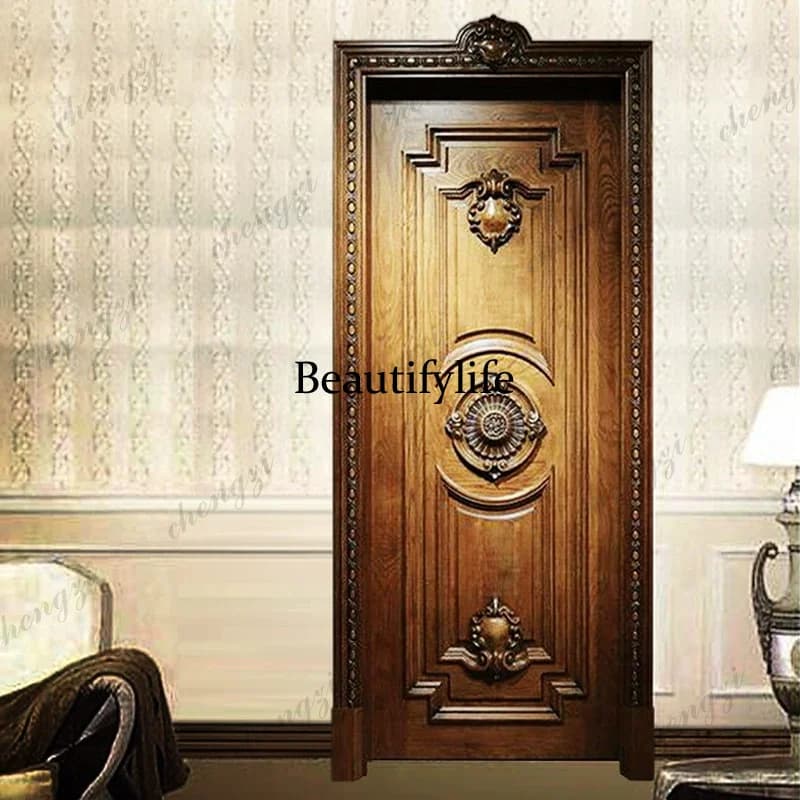 Classical American and European indoor kitchen and bathroom flat folding folio antique carved paint multi-layer solid wood door