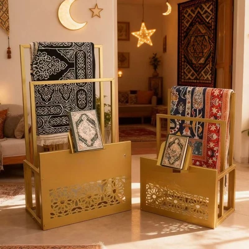 Bookshelf, carpet towel storage rack, wrought iron carving pattern handicraft prayer rack