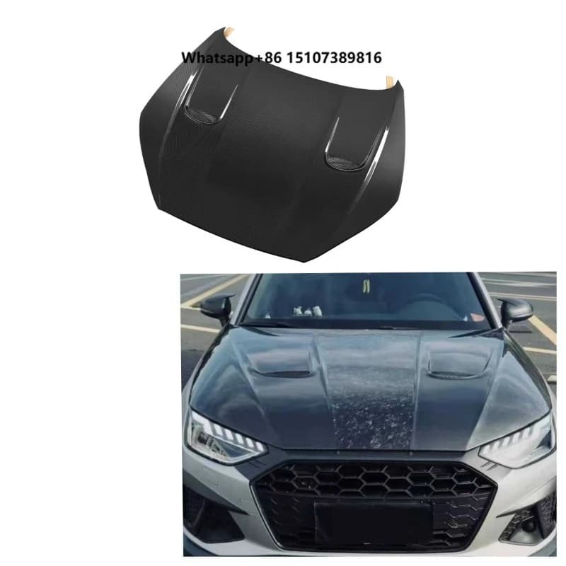 Real Carbon Fiber AE Style Front Bonnet Hood for A5 S5 B9 2017-2019 A5 S5 B9.5 2021+ Car Front Hood Cover Replacement