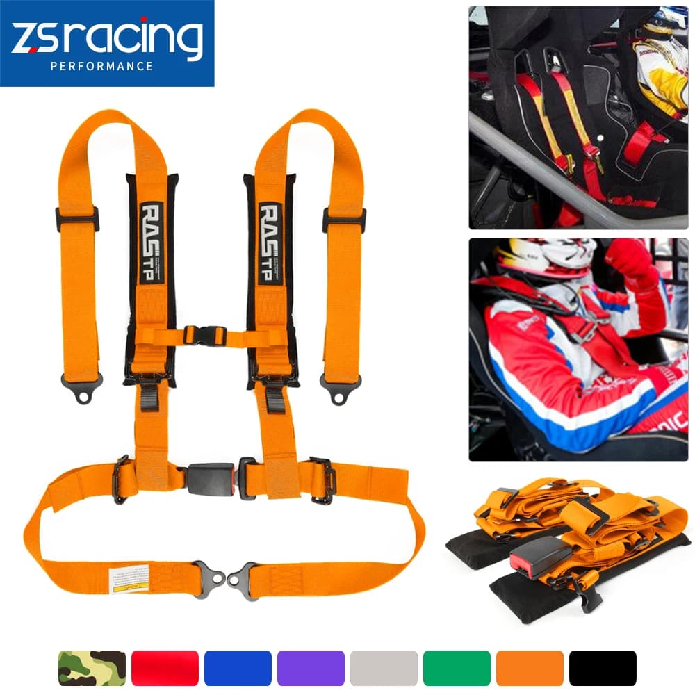 ZSRacing 2” Four Point Quick Release Bolt Mounting Racing Seat Belt High Grade Strap Nylon Sponge Belts Safety Harness BAG091