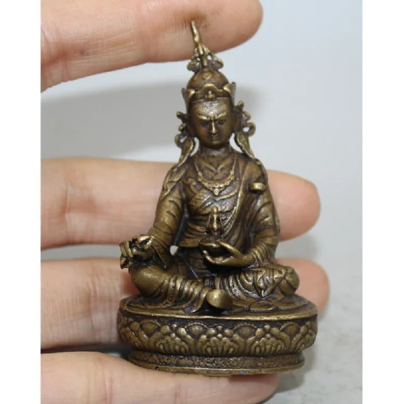 Chinese  Collectible archaize pure brss small Buddha statue Home Decoration