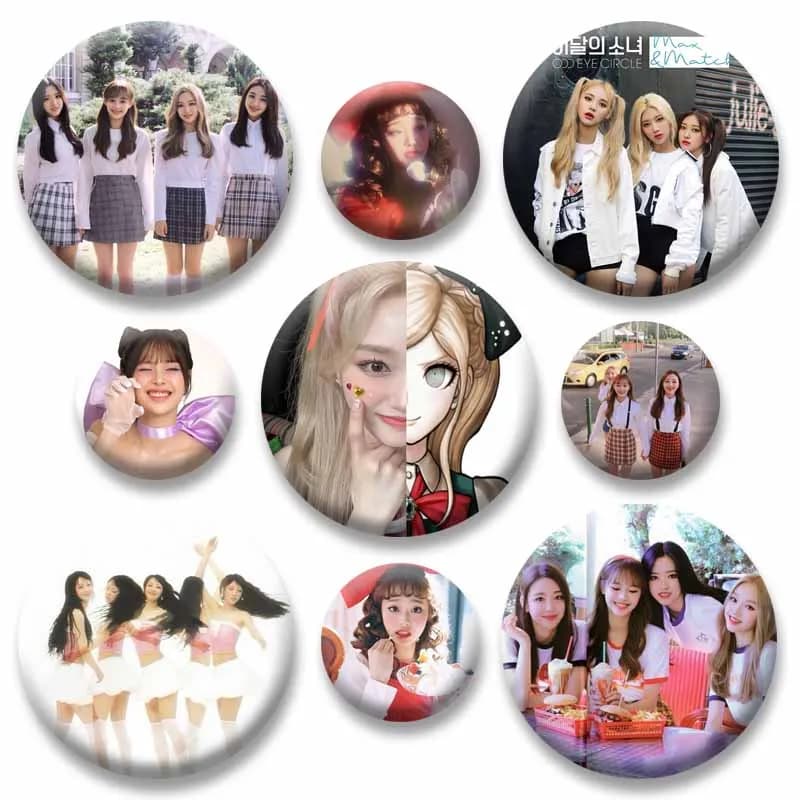 YVES Album Cover Art Coin Brooches Yyxy LOONA Round Enamel Pins Bag Clothing Hat Decor Badge Jewelry Accessories Friend Fan Gift