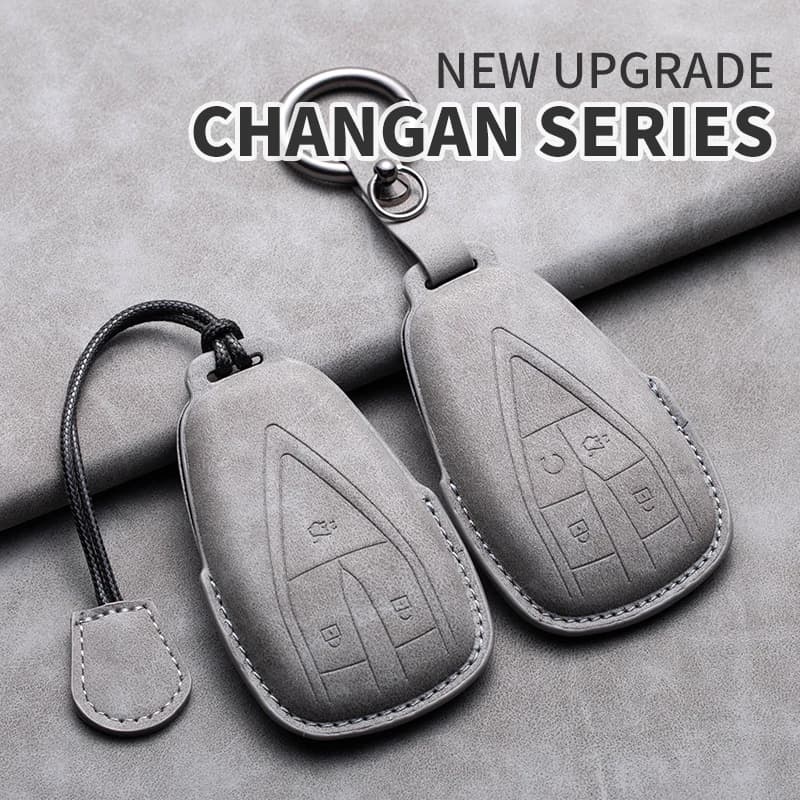 2/3/4 Buttons Leather Car Key Case Cover Keychain Fob For Changan UNIT UNIK CS35 Plus CS55 Plus CS75 Plus 2019 2020 Oshan X7 X5