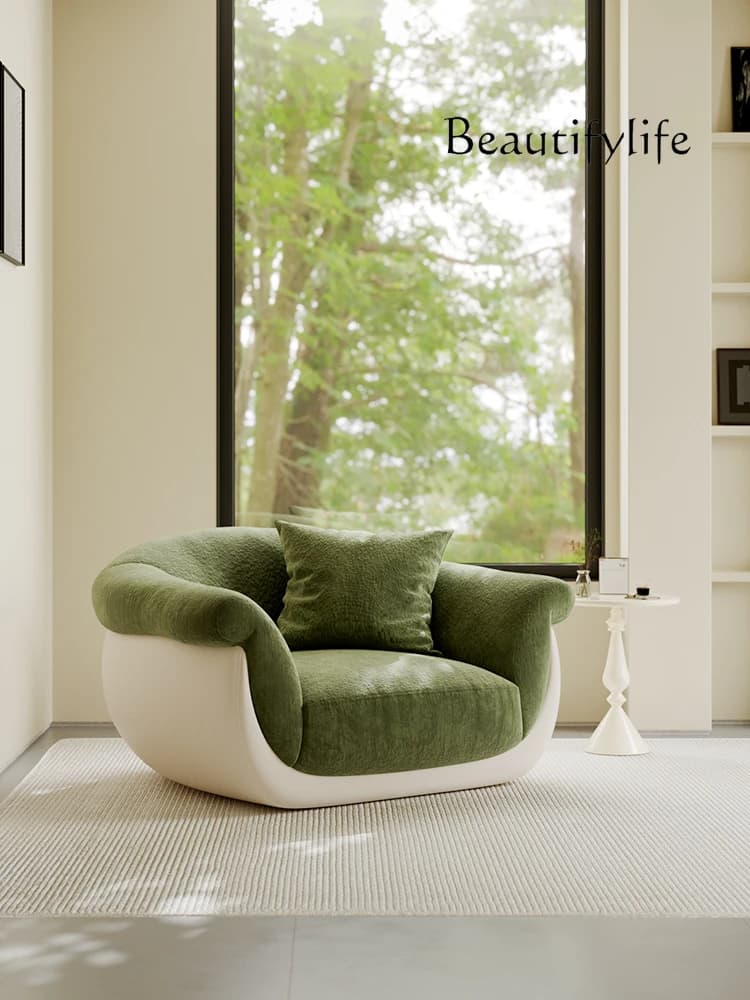 Medieval Cream Wind Lazy Chenier Single Sofa Home Designer Living Room Small Apartment Leisure Chair