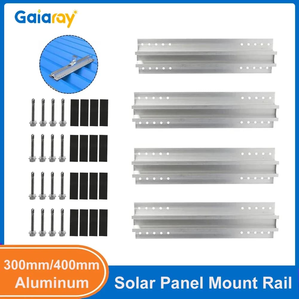 Solar Panel Module Aluminum Mounting Bracket Roof Rail 300mm 400mm for Fixed PV Panel Installation