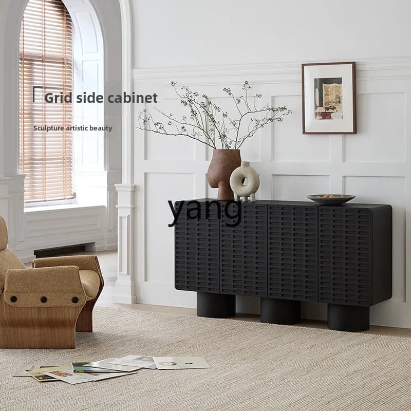 LTT side cabinet French retro medieval black chest cabinet personalized designer all solid wood