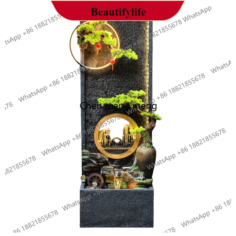 G153 Large water curtain wall, rockery, flowing water fountain, new Chinese landscape decoration, outdoor floor ornaments