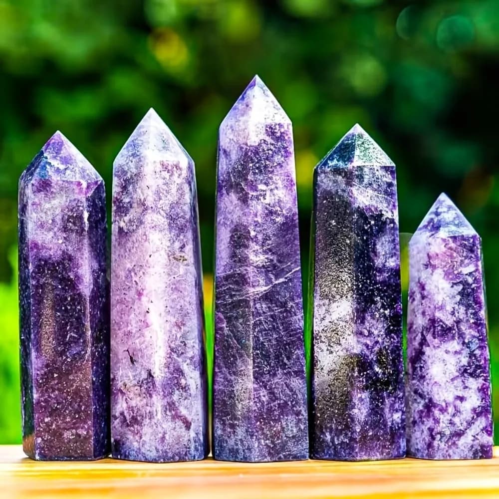 1pc Natural Purple Lepidolite Hexagonal Crystal Tower Point Crystal Reiki Chakra Healin For Home Office Decoration Crystal Gifts