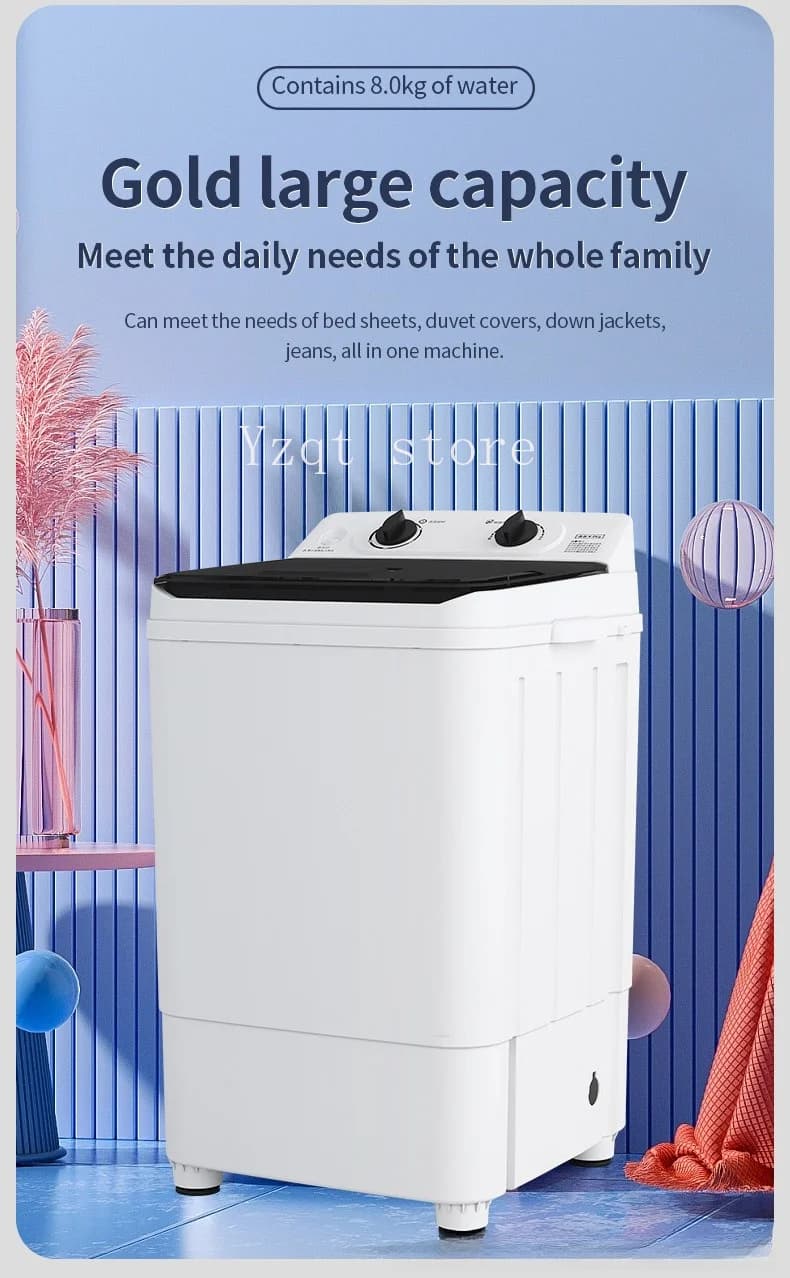 Cross-border factory 8KG single bucket washing machine small semi-automatic elution dual-purpose mini shoe washing
