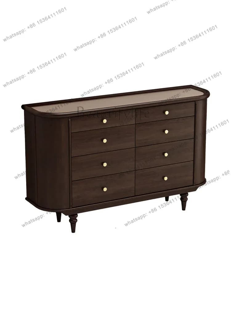 American light luxury pure solid wood French drawer storage entrance simple modern storage cabinet