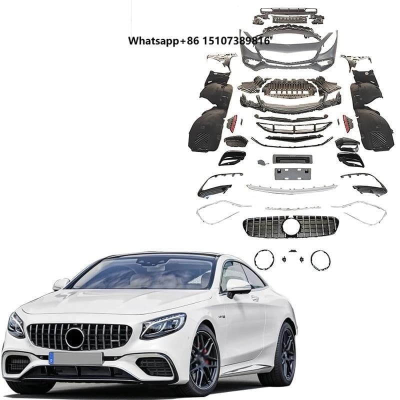 S Coupe Upgrade Body Kit C217 Upgrade to S63 Body Parts with Front Bumper Grille Rear Diffuser Exhaust Tips PP Material