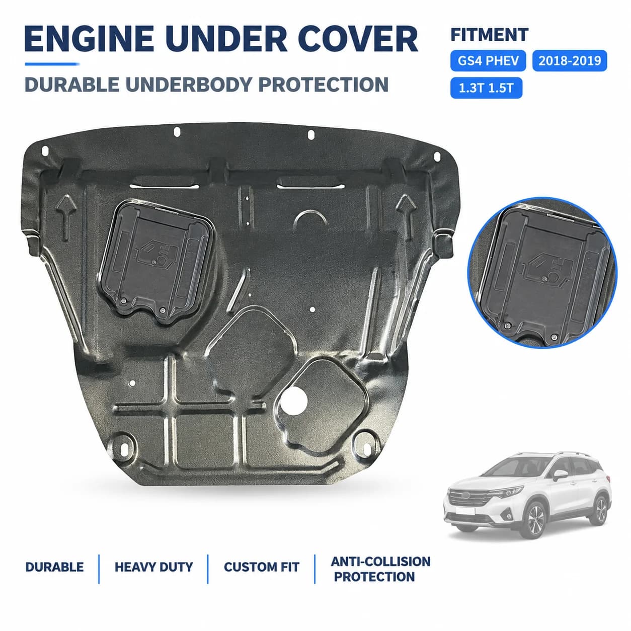 Engine Skid Plate Splash Shield For GAC Trumpchi GS4 PHEV 2018-2019 1.3T 1.5T Underbody Protection Custom Fit Heavy Duty