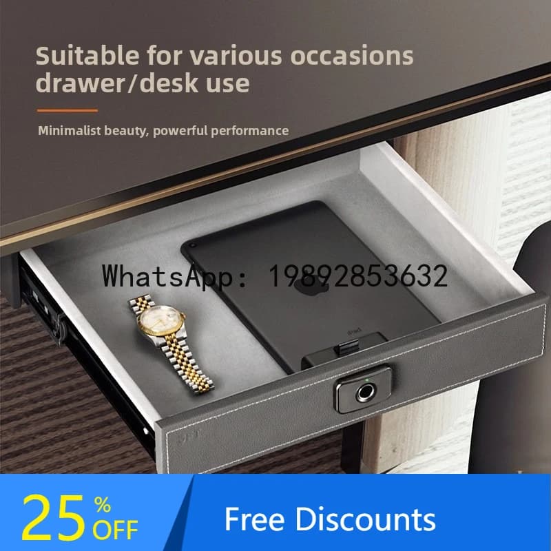 CZ Fingerprint Drawer Home Jewelry Storage Box Office Desk Ceiling Fingerprint Safe