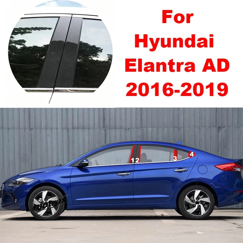 Car PC Pillar Post Cover Door Trim Window Molding Sticker Plate Accessories for Hyundai Elantra AD 2016 2017 2018 2019
