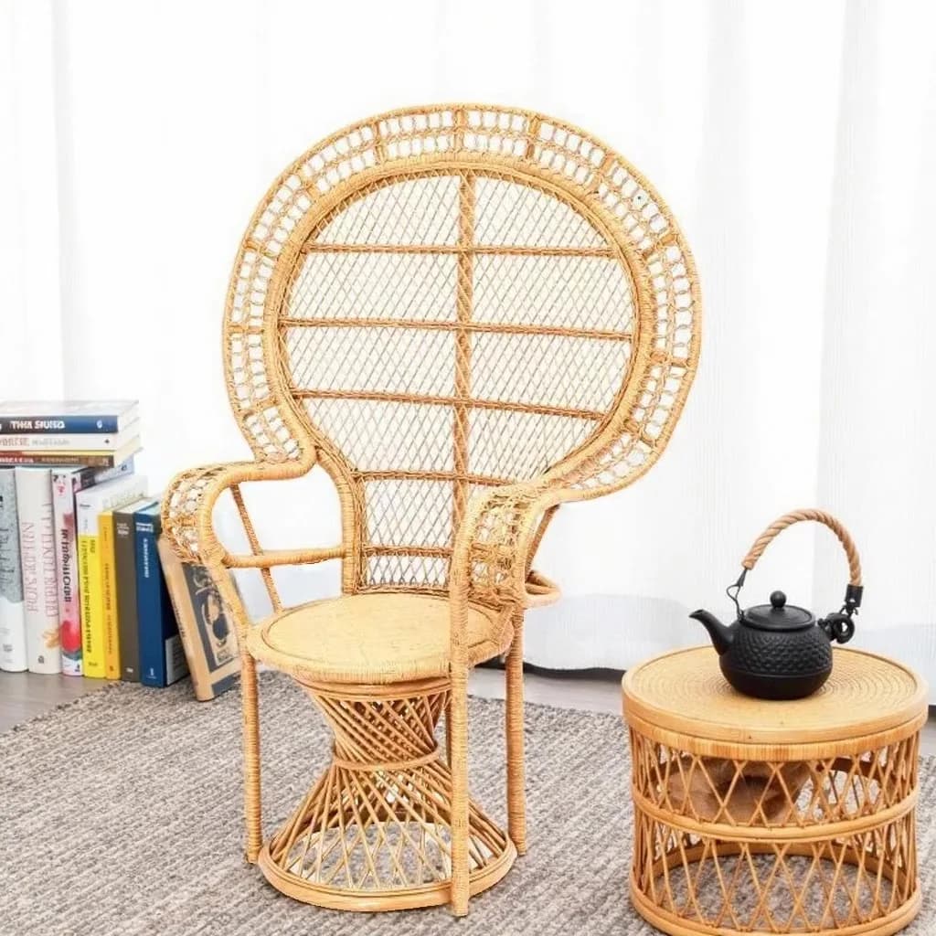 PYH home sofa natural real vine peacock chair homestay rattan chair princess chair set wedding photography