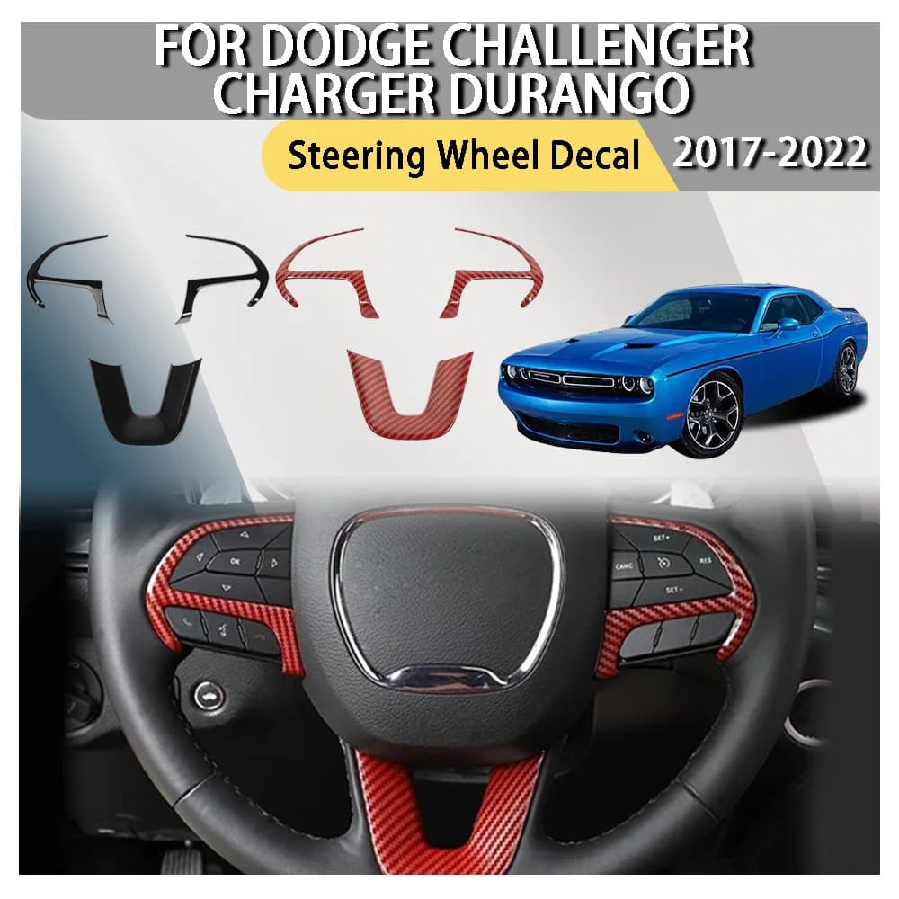 Car Stickers Steering Wheel Decal For Dodge Challenger Charger Durango 2014 2015 2016 2017 2018 2019 2020 2021 2022 2023 2024