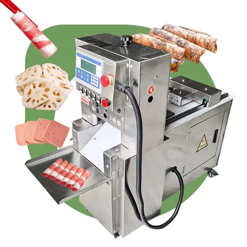 Fully Automatic Commercial Retail Small Wuxi Cold Cheese Meat Beef Jerky Slice Slicer 80kg Mutton Cut And Roll Machine