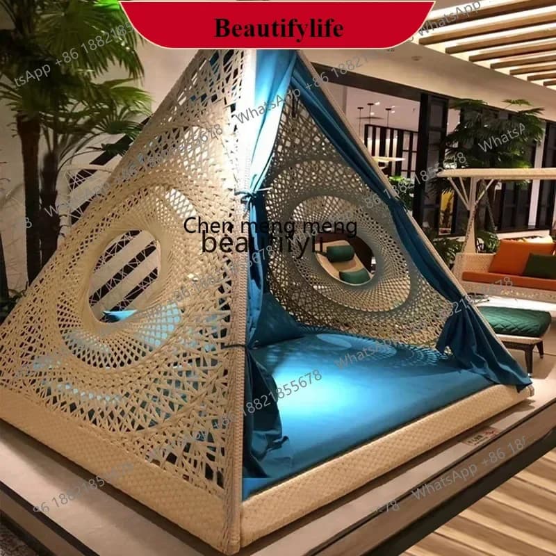 G153  S Outdoor Creative Lying Bed Resort Bed & Breakfast Outdoor Rattan Furniture Villa Garden Sofa