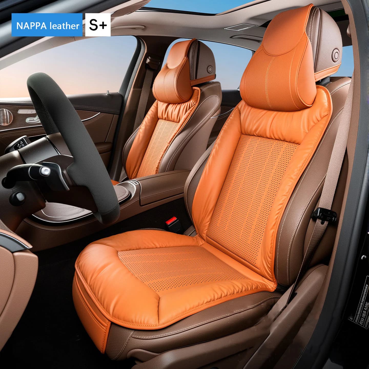 NAPPA Leather Integrated Car Seat Cushion Non-slip Universal Breathable Ventilated 4 season Interior Protection Pad Accessories