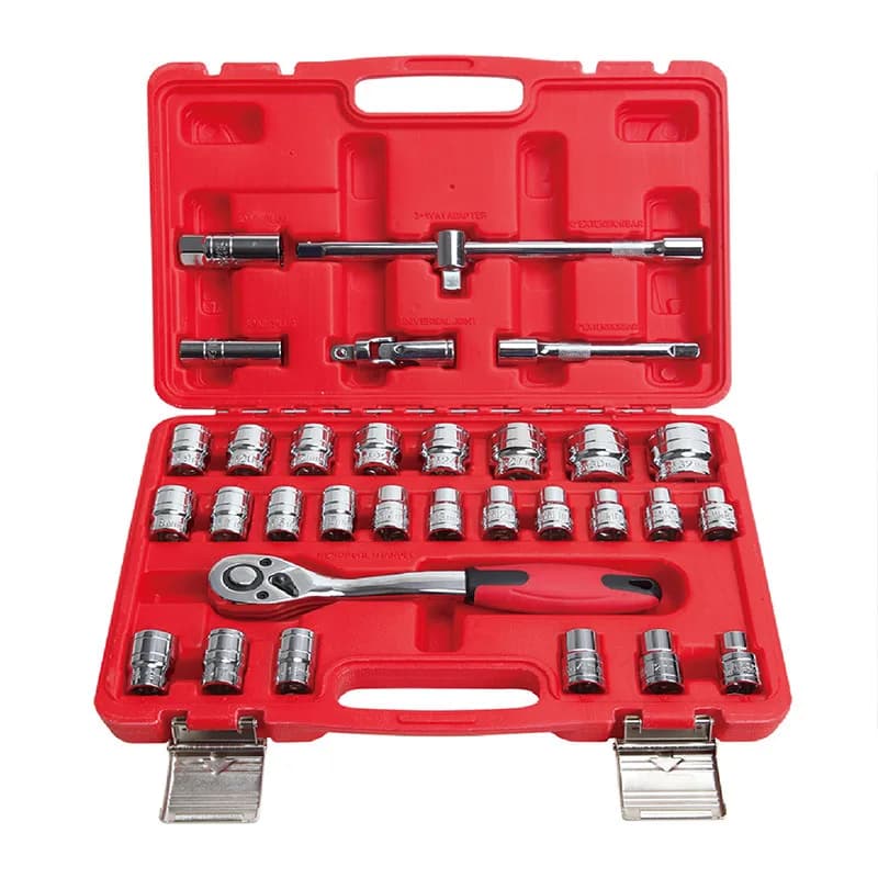 Multifunctional Auto Repair Tool Box Set 32-Piece Carbon Steel Socket Wrench Kit