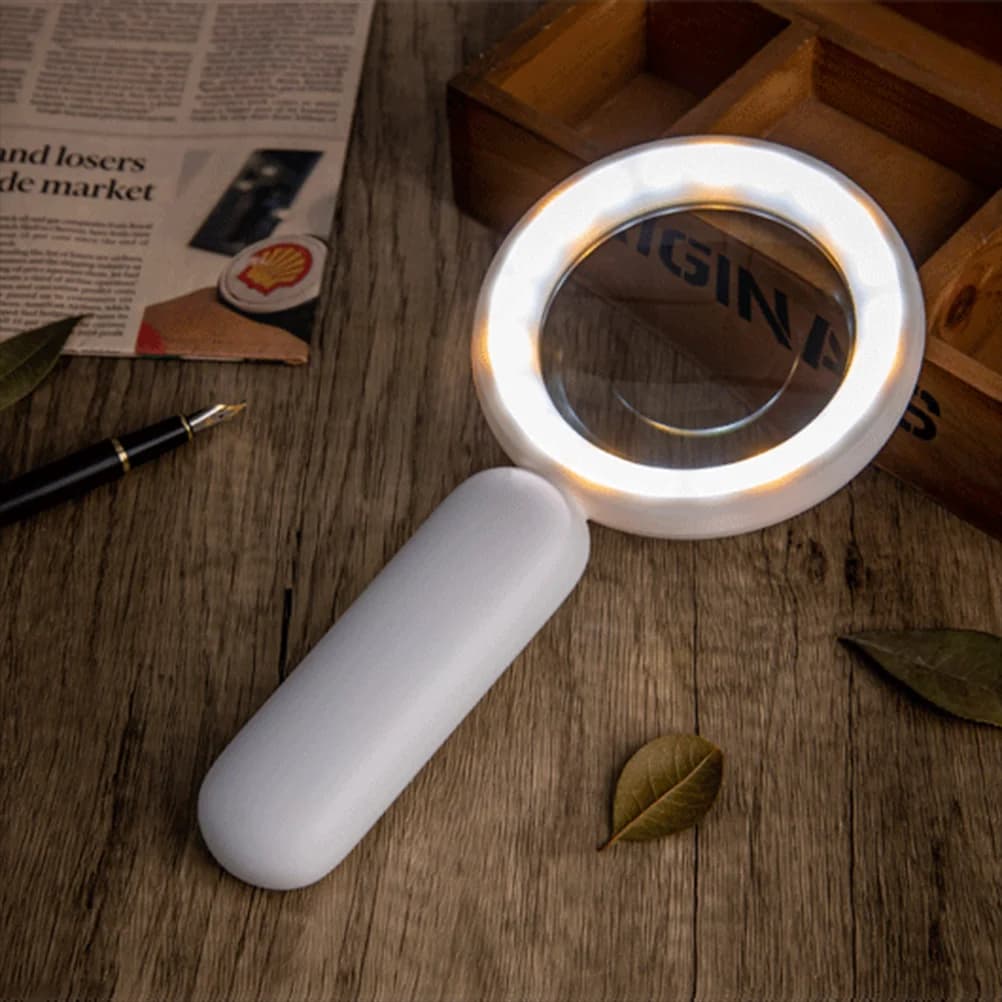 Rechargeable Handheld Magnifier 8x Lighting Modes Illuminated Magnifying Glass With LED Light For Reading Repair or Seniors