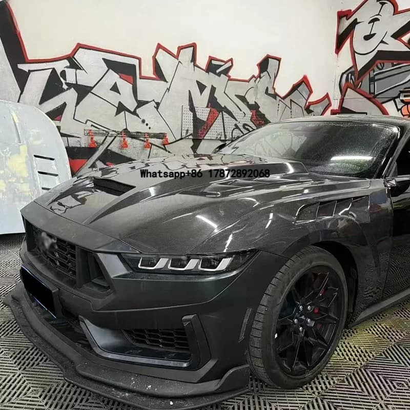 TF Style Carbon Fiber Engine Hood Bonnet For Mustang 2024+ New Model Exterior Body Parts