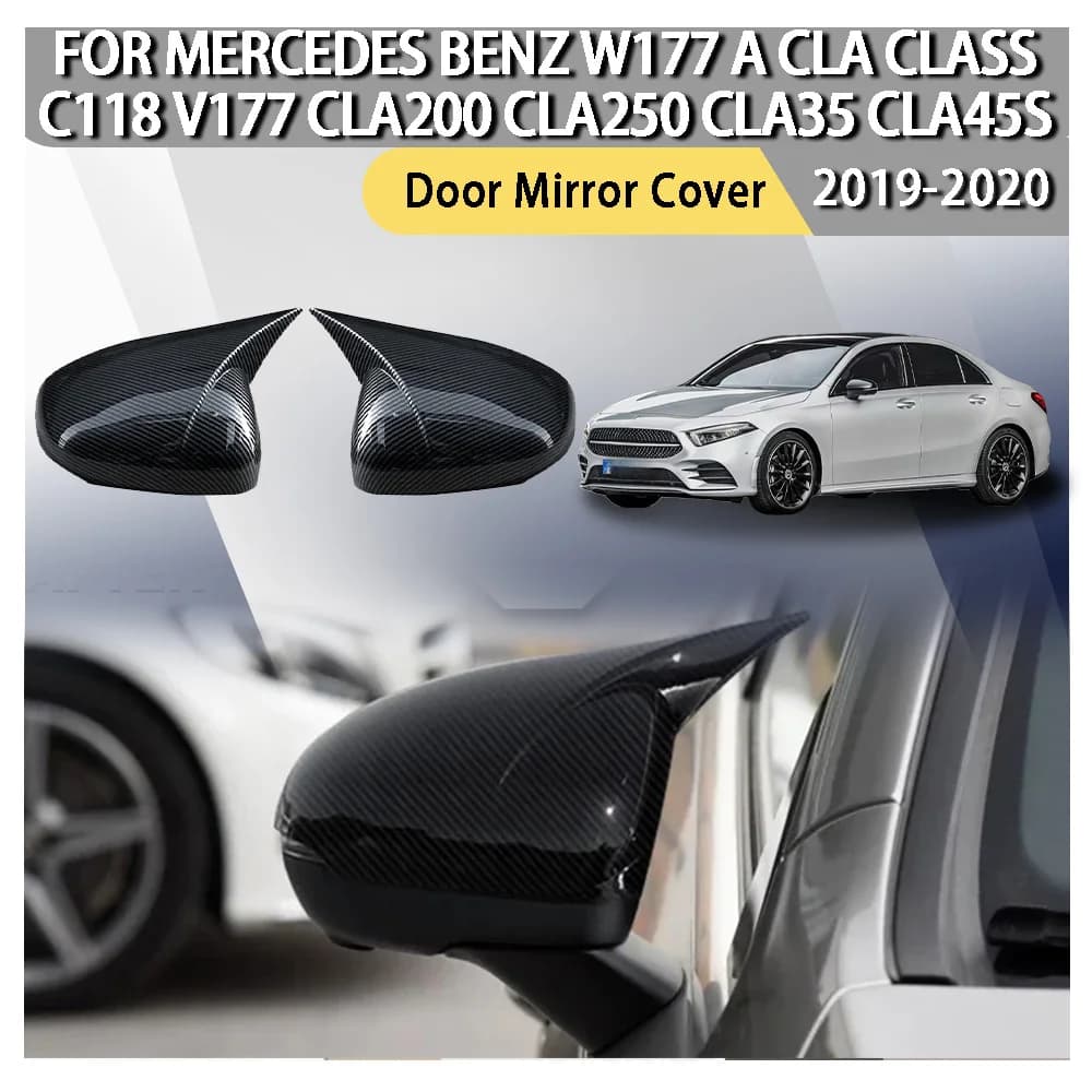 For Mercedes Benz W177 A CLA Class C118 V177 2019 2020 CLA200 CLA250 CLA35 CLA45S Sedan Saloon A180 Black Side Mirror Cover Caps