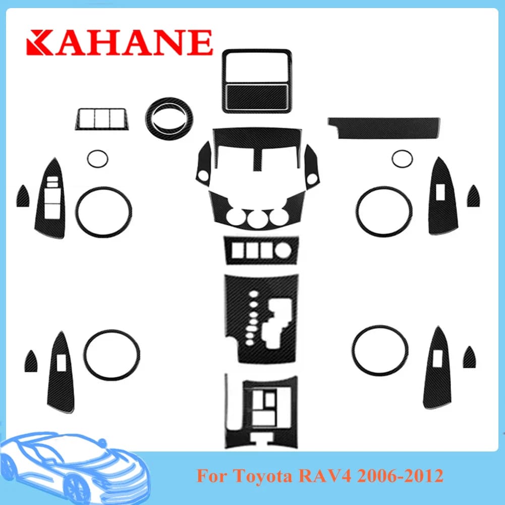 Car Accessories Interior Mouldings Carbon Fiber Stickers Decorative Strips For Toyota RAV4 2006 2007 2008 2009 2010 2011 2012