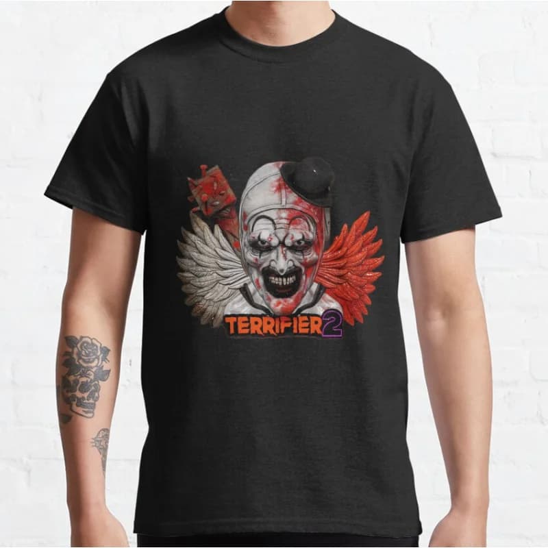 0528 Retro Horror movie Art the clown killer Terrifierscary halloween Gift t shirt Scream film Graphic clothes All size tops