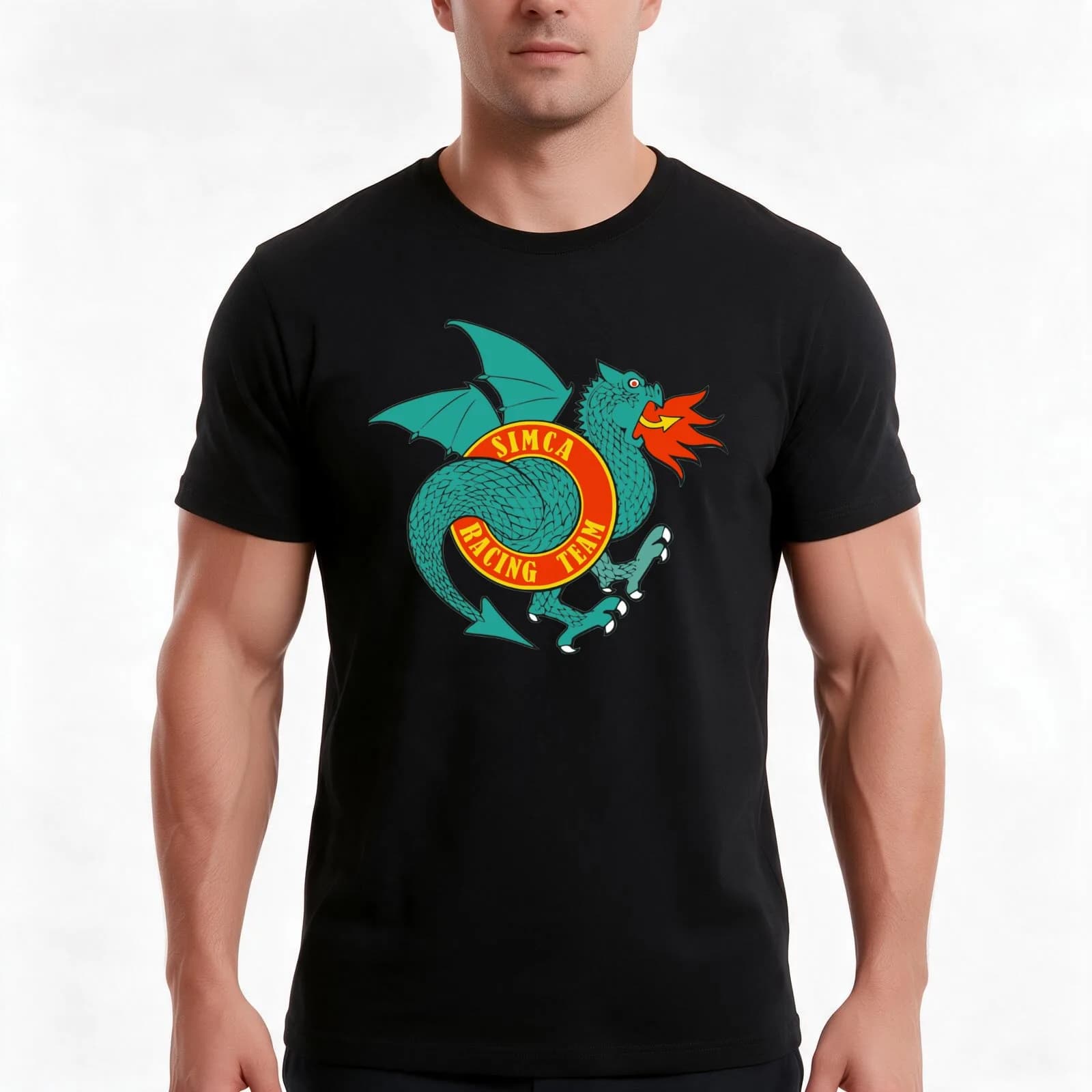 Simca racing team T-Shirt, Summer Casual Cotton Tee, Oversized Streetwear Tops, Vintage Graphic Print, Loose Fit Short Sleeve