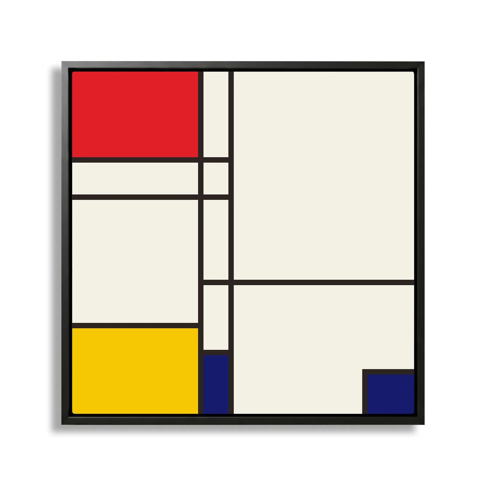 Geometric Wall Art Black Frame- Mondrian Modern Print, Red Yellow Painting, Abstract Walls  Yellow Blue Poster Dorm, Living Room