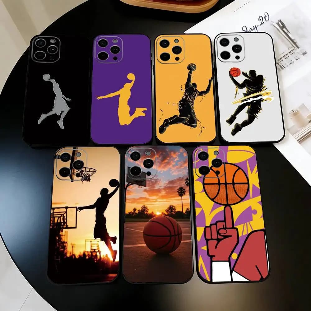 basketball  Phone Case For iPhone 17,16,15,14,13,12,11 Plus,Pro Max,XS,Soft Silicone Black Cover