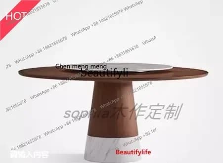 A32  Nordic retro style walnut color Parwabi family small apartment modern simple round dining table
