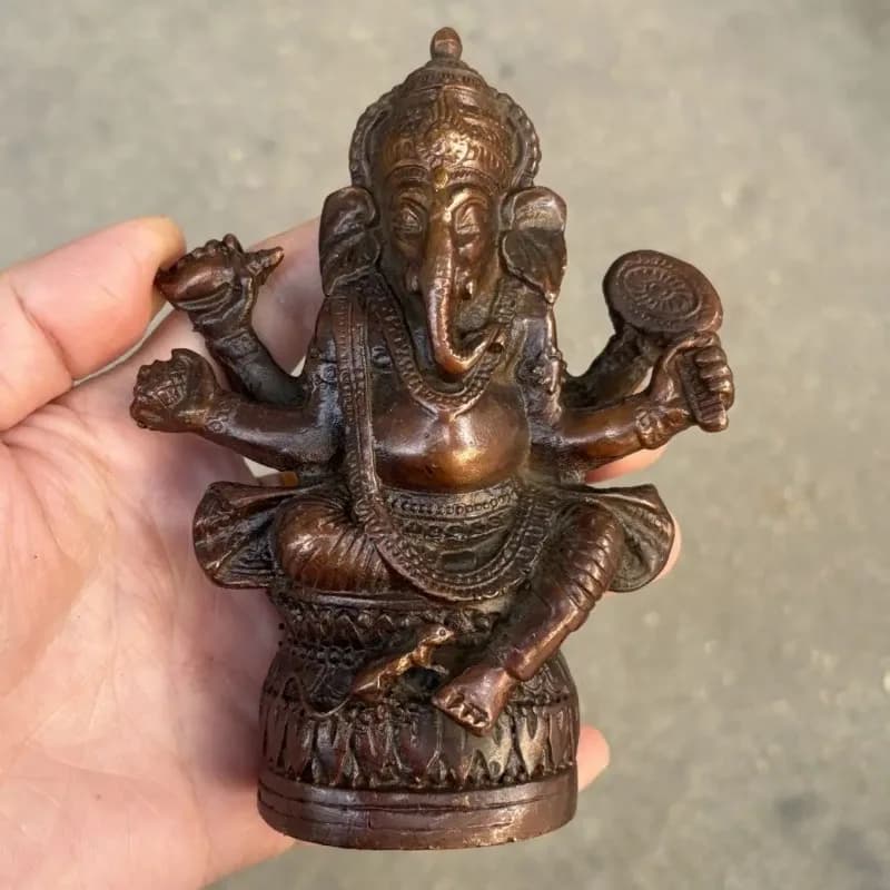 Asia India Thailand Elephant God Figure Mini Vintage Ganesha Statue Home Office Desk Decor