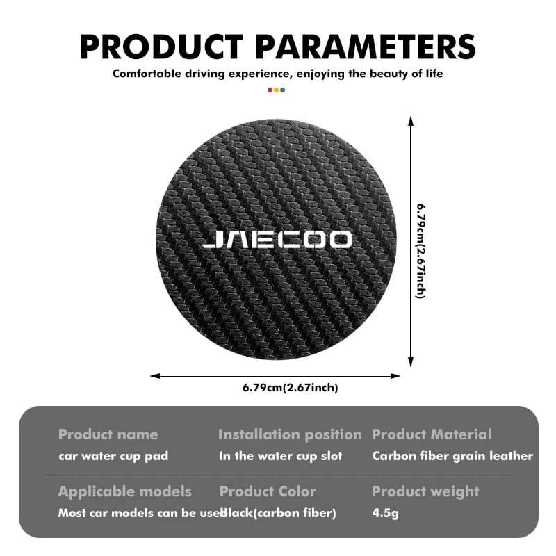 Fit JAECOO J5 J6 J7 J8 OMODA C5 C7 C9 Carbon Fiber Non‑Slip Cup Holder Mat Coaster Accessories