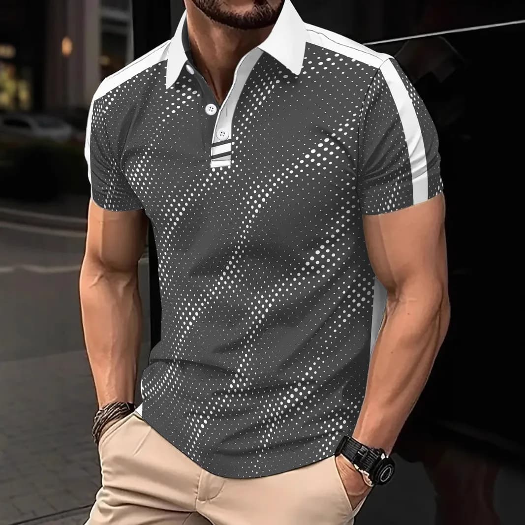 Men Summer New Arrival Polka Dot Print Polo Shirt Fashion Casual Versatile Short Sleeve Tops For Men Daily Outdoor Daily Wear
