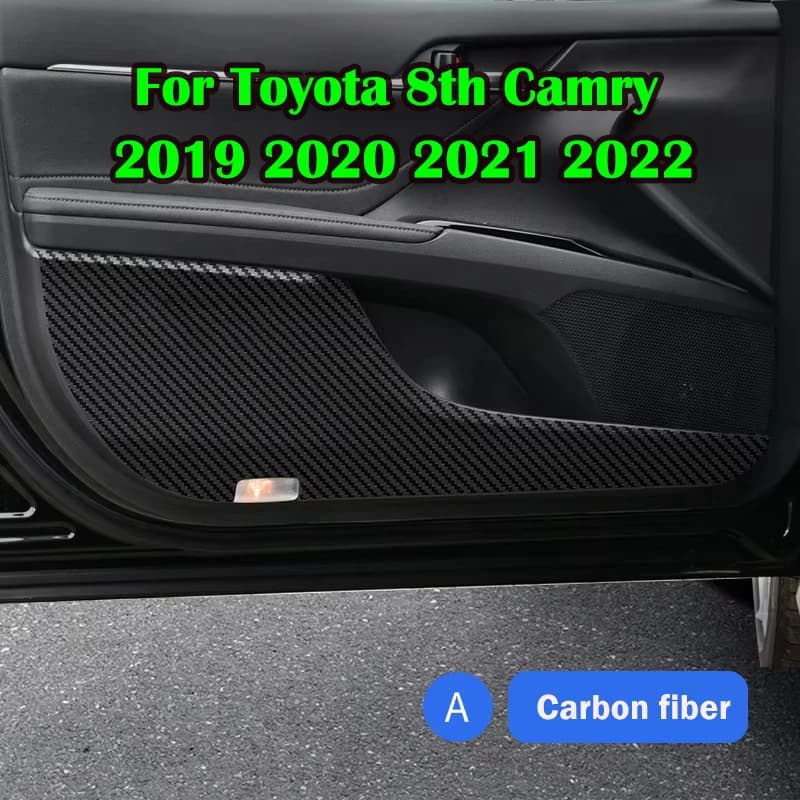 4pcs/set  For Toyota 8th Camry 2019 2020 2021 2022 Door anti-kick sticker anti-kick pad Film interior Carbon Fiber stickers
