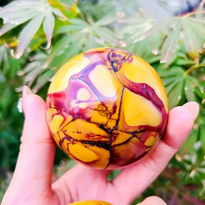 1pc Egg Yolk Stone Sphere - Polished Bohemian Style Stone - Perfect Gift for Home and Festivals