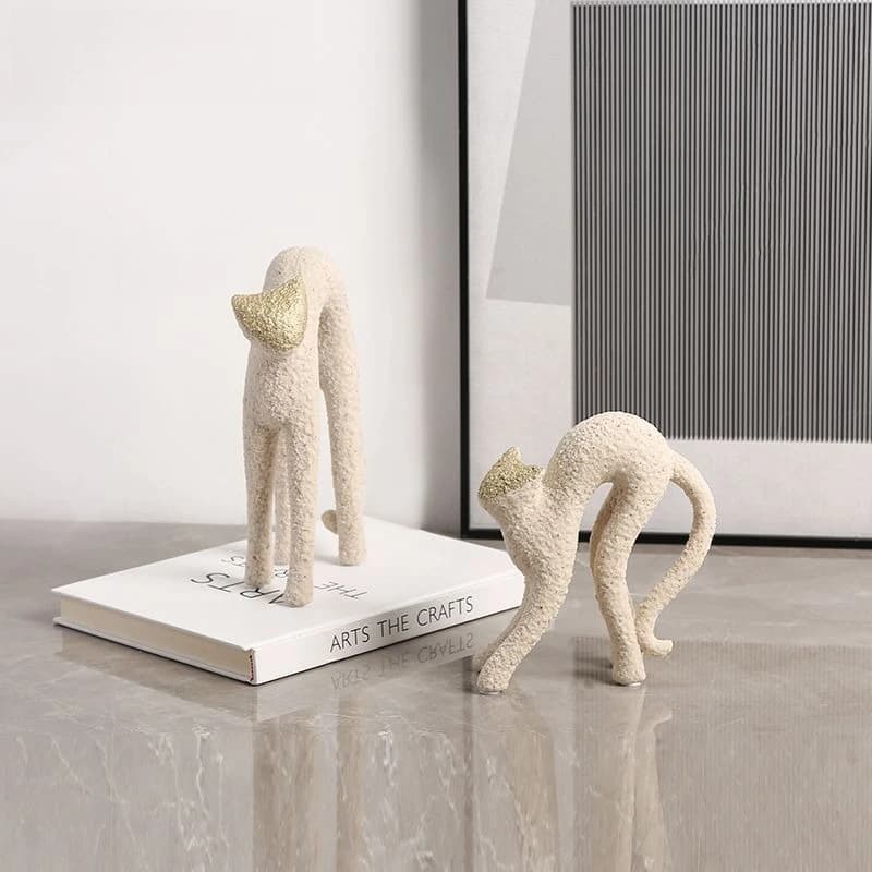 Modern wabi-sabi wind abstract animal sandstone cat ornament, exhibition hall office bookcase desktop creative