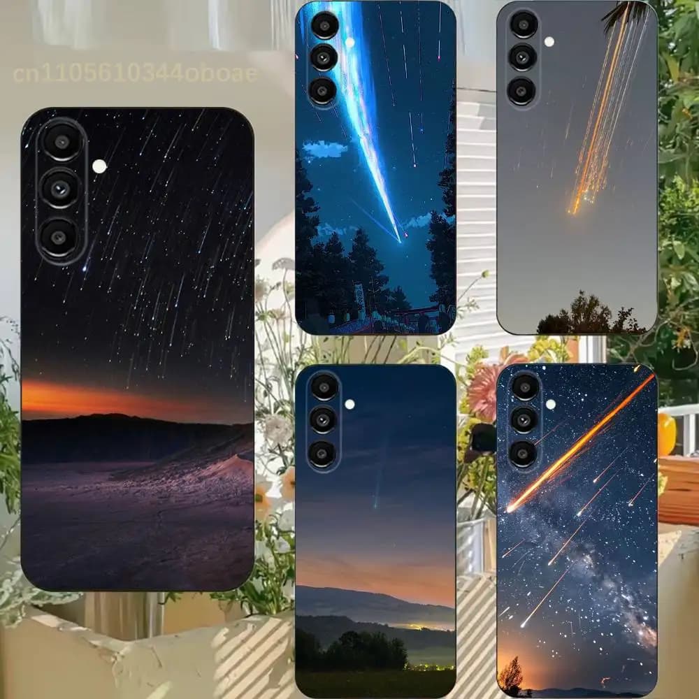 Beautiful Meteor Phone Case For Samsung S25,24,21,22,23,20,S30,Ultra,Plus,Fe,Lite,Note,5G Black Soft