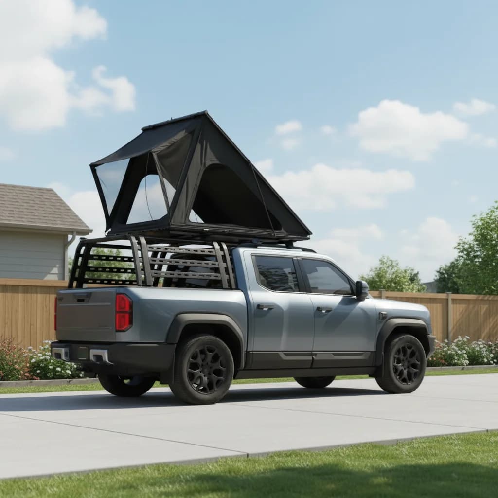 8cm Low Profile Aluminum Alloy Rooftop Tent with UV Protection 4-Season Camping for SUV Pickup Truck Easy Installation