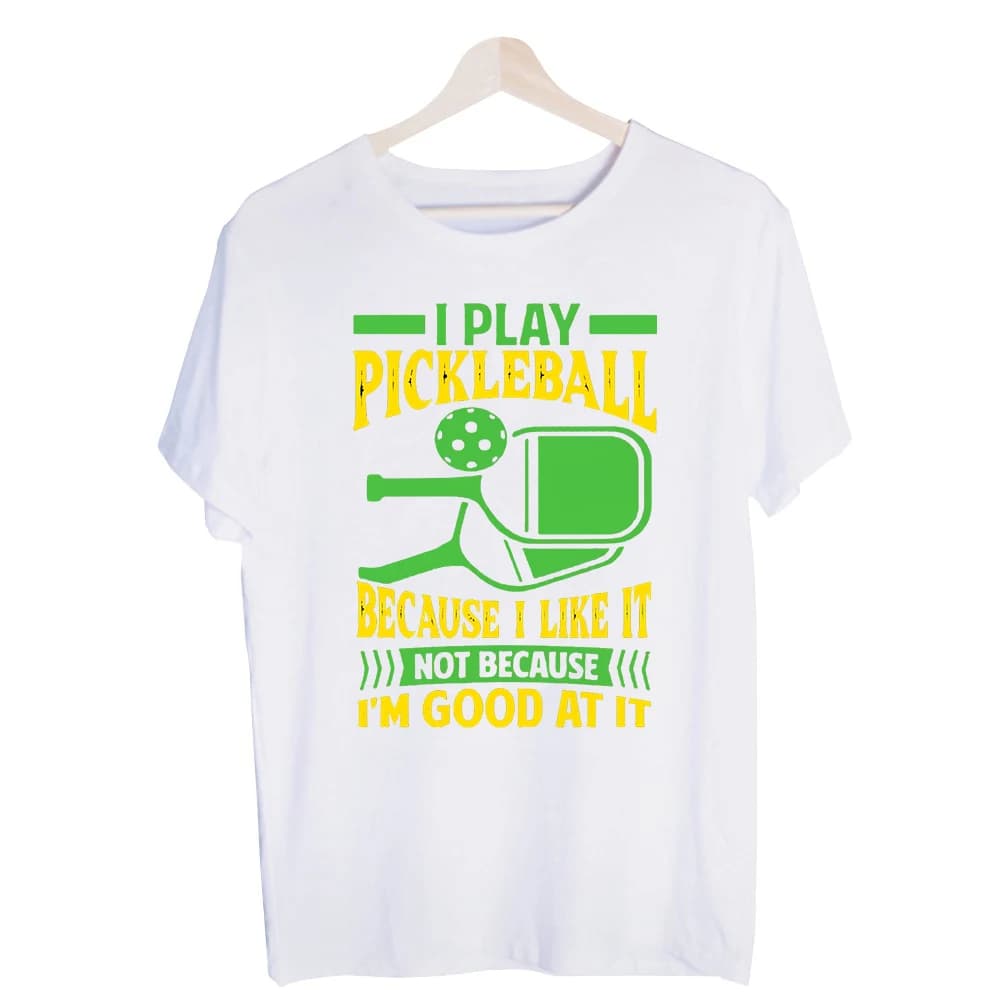 Men's Pickleball Paddle and Ball Slogan Graphic Tee, Short Sleeve Crew Neck T-Shirt for Casual Sports and Everyday Wear