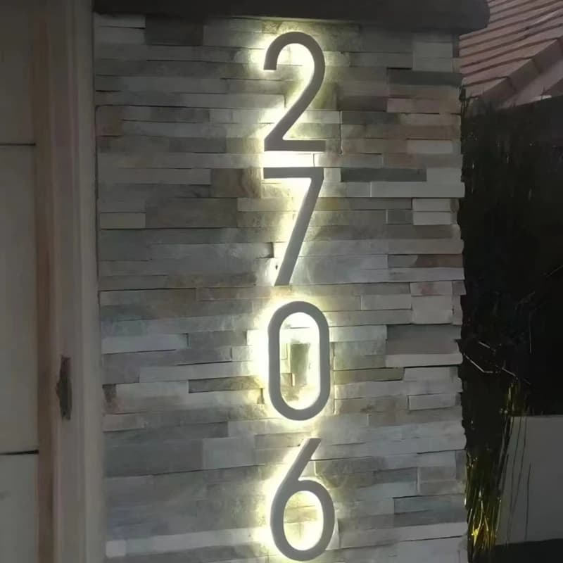 LED solar house number light letter sign shopping mall hospital outdoor stainless steel advertising lighting door panel