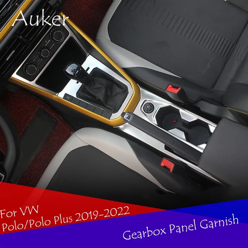 For VW Polo/Polo Plus 2019-2022 Car Console Gearbox Panel Trim Frame Cover Sticker Strips Garnish Decoration  Stylin