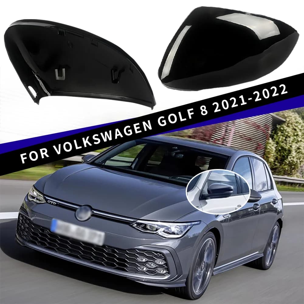 Black Replacement Rearview Mirror Cap For Volkswagen Golf MK8 2021 2022 Exterior Car Styling Parts